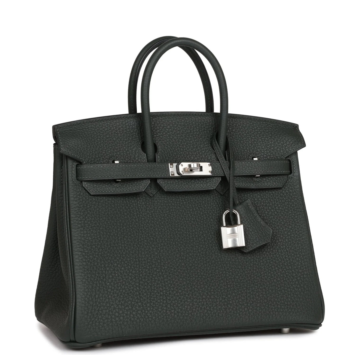 Birkin 25 Vert Fonce Togo Palladium Hardware U766741