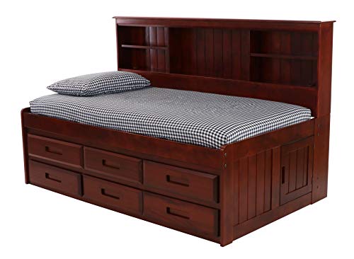 Twin Bookcase Day Bed with 6 Drawers Merlot Finish D588162