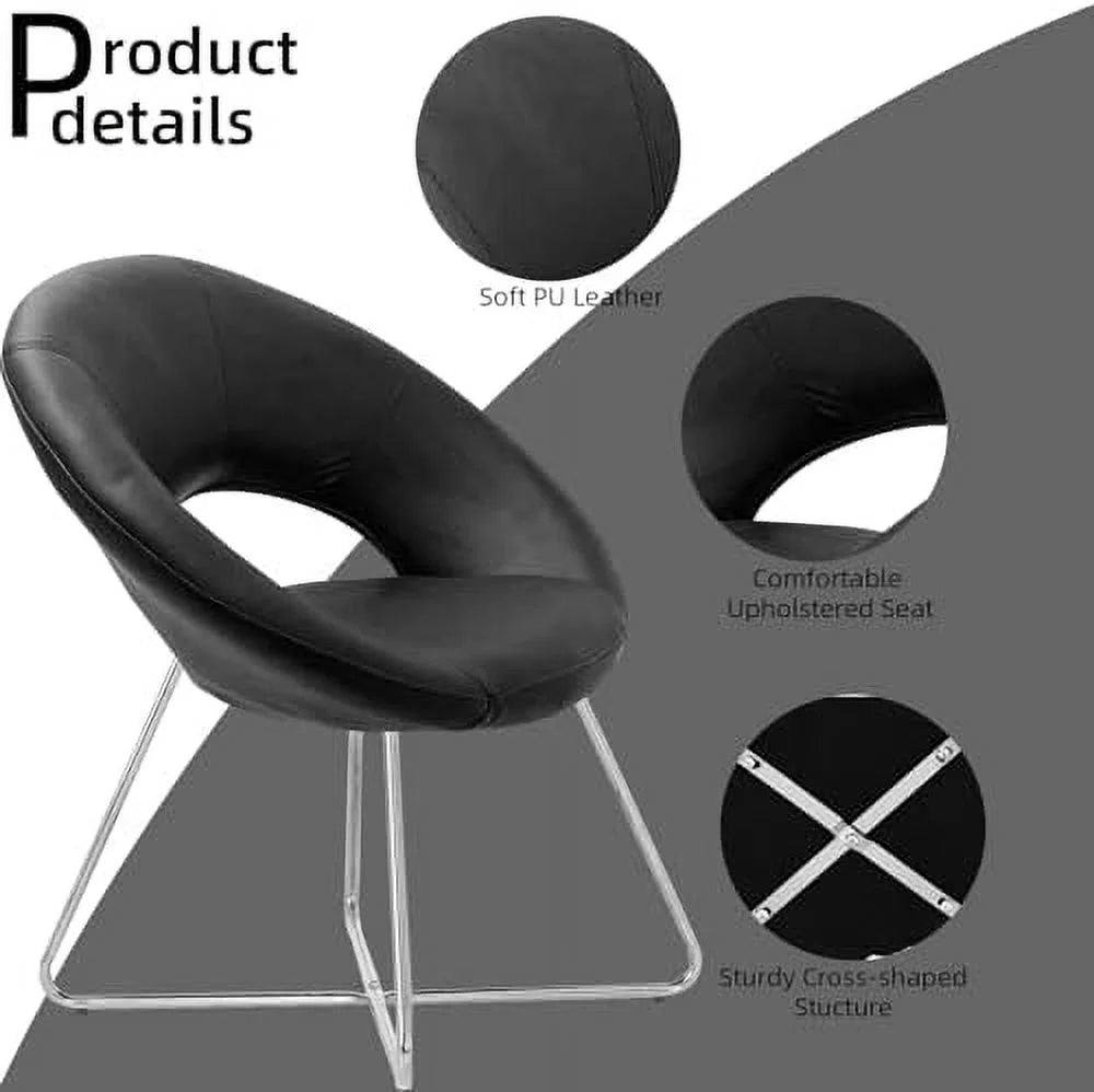 PU Leather Accent Chairs Set of 2 with Chrome Steel Legs O40405