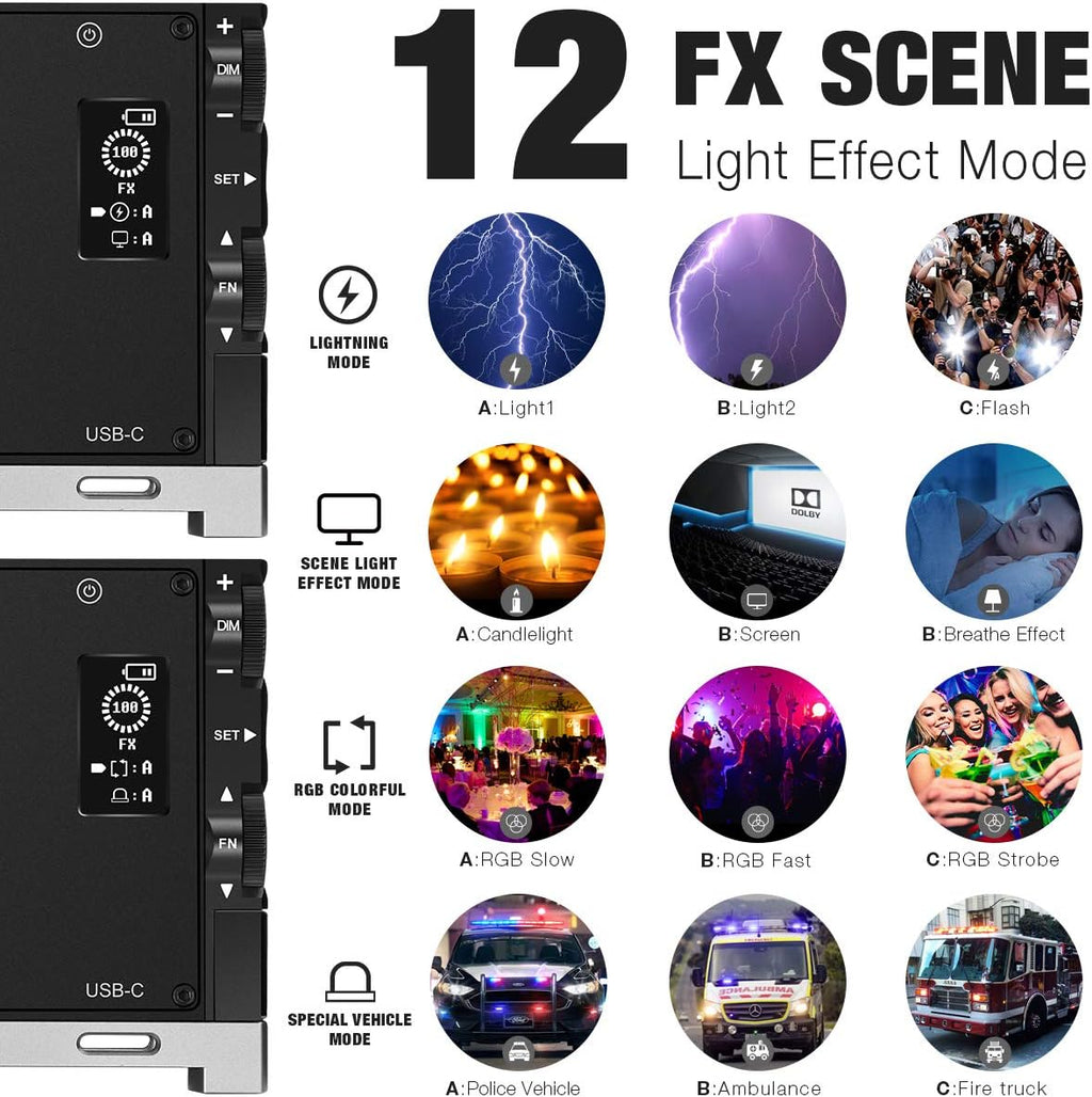 RGB Video Light 12W Rechargeable LED Camera Light 2500-8500K Aluminum Alloy Y919646