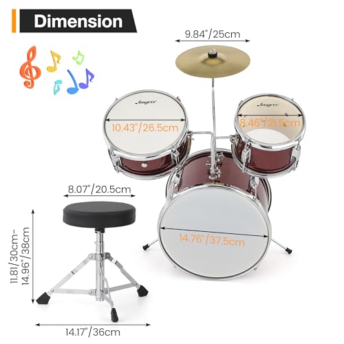 Black 3-Piece Drum Set with Stool H190582