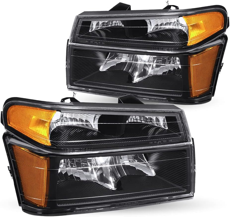 Headlight Assembly Set Chrome Housing with Amber Reflector O18368
