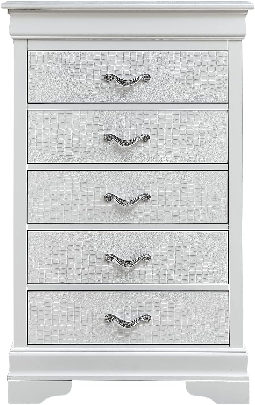 5 Drawer Chest in Pearl White F23423