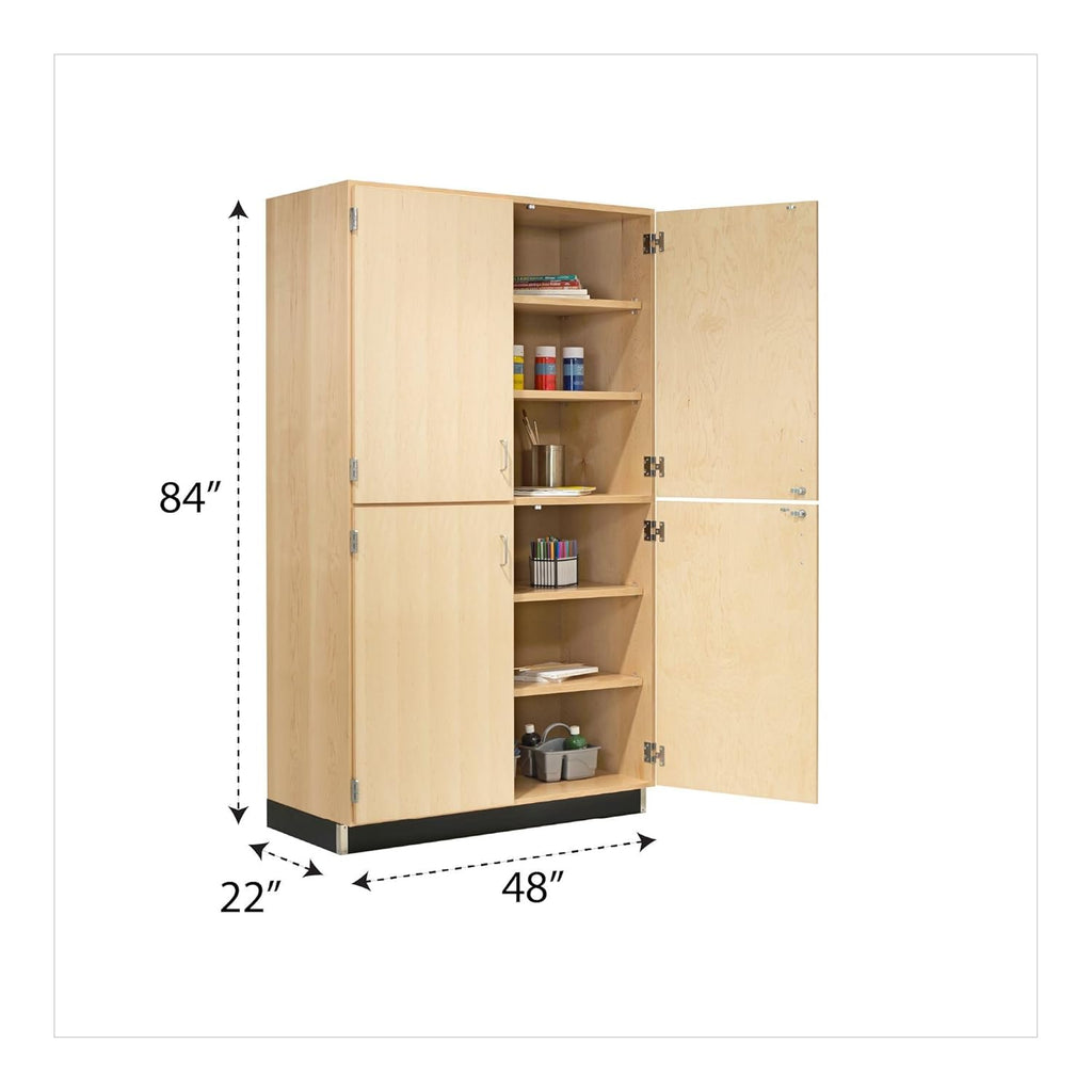48" W x 22" D x 84" H Maple Storage Cabinet with 4 Adjustable Shelves E2215