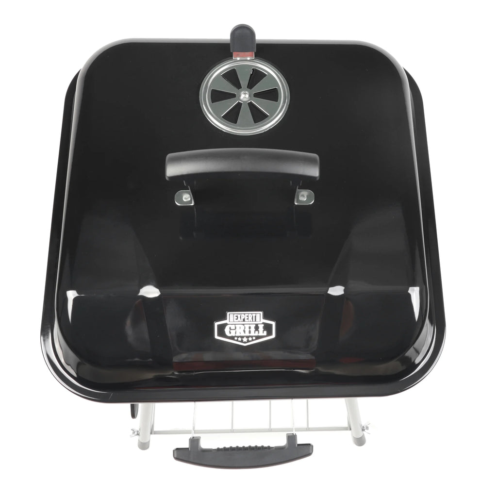 Square Steel Charcoal Grill with Wheels, Black T58787