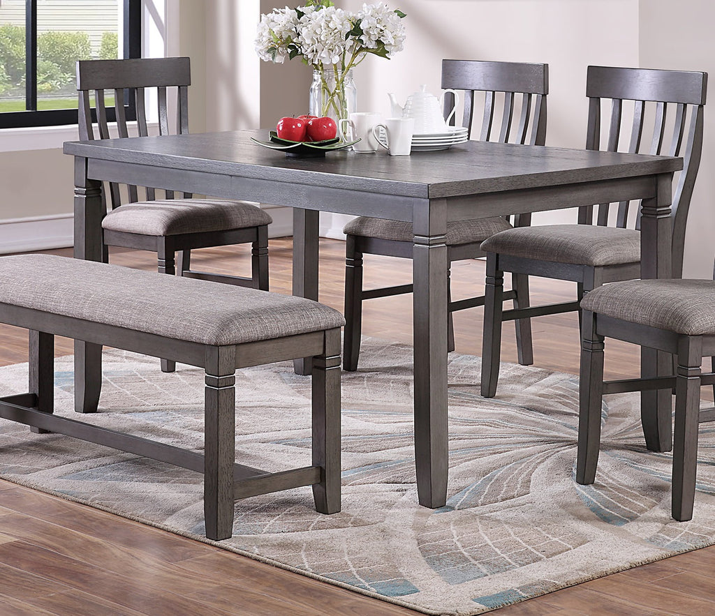 6pc Dining Table Side Chairs and Bench Set T6882