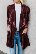 Casual Solid Patchwork Pocket Turndown Collar Outerwear M627