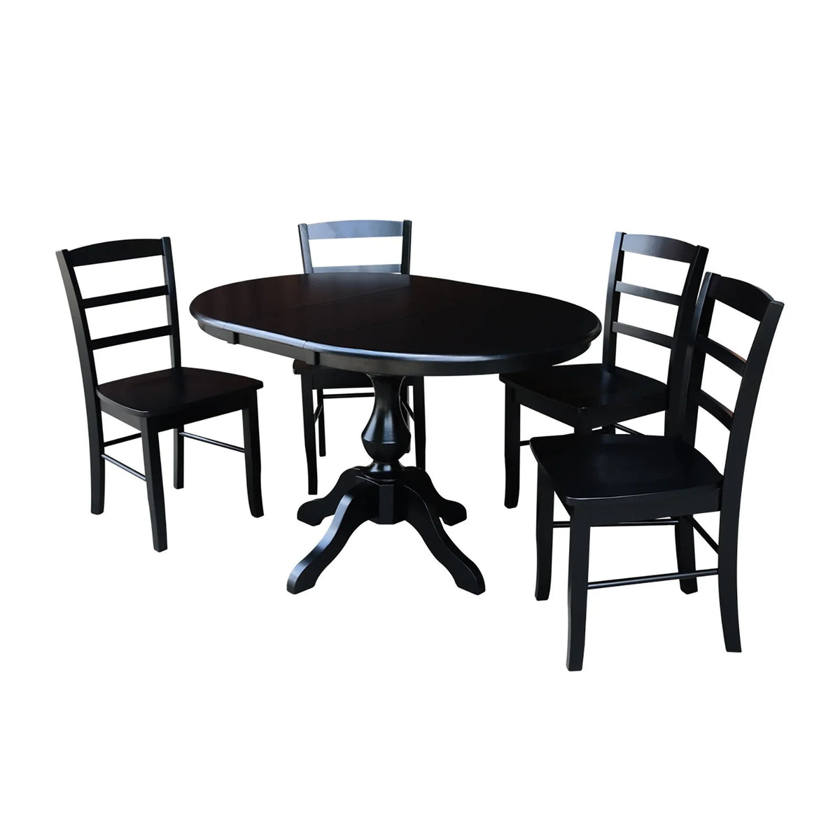 Black 5 Piece Round Dining Table Set K700889