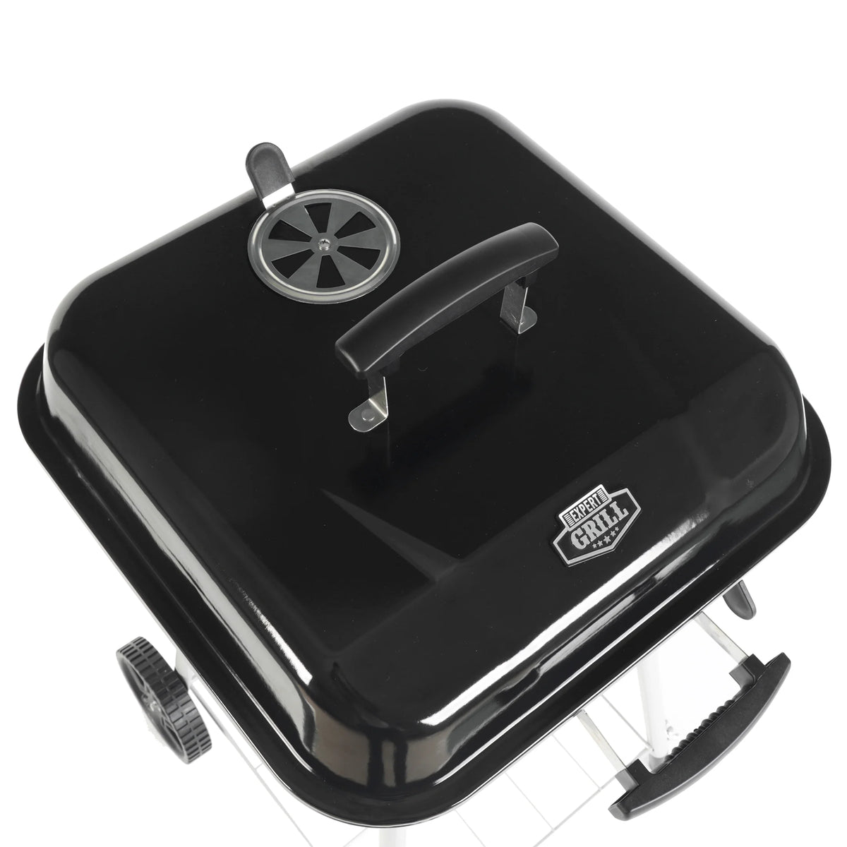 Square Steel Charcoal Grill with Wheels, Black T58787