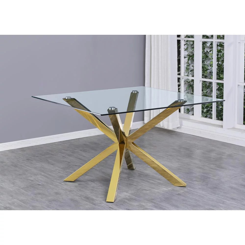 5pc Glass Dining Set with Velvet Chairs I8092