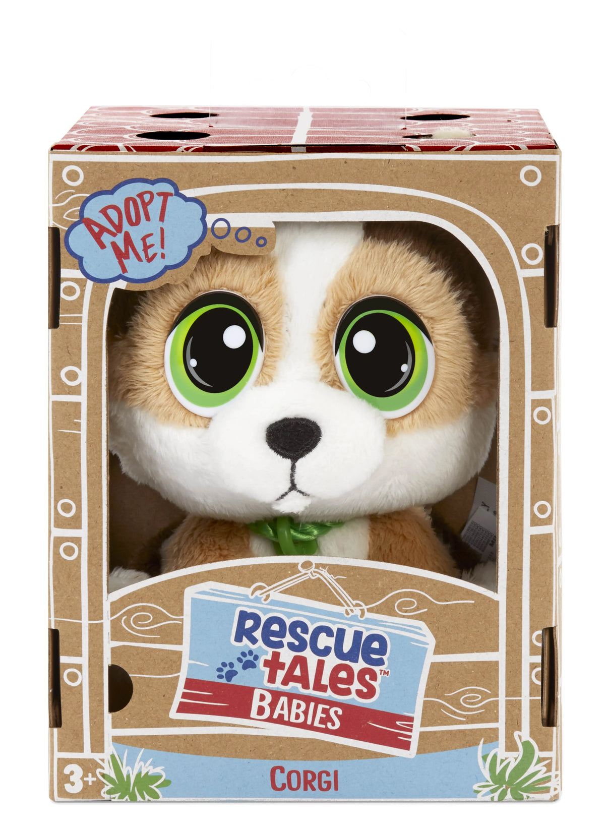 Corgi Plush Toy with Collar, Tag, Doghouse, Stickers K186800