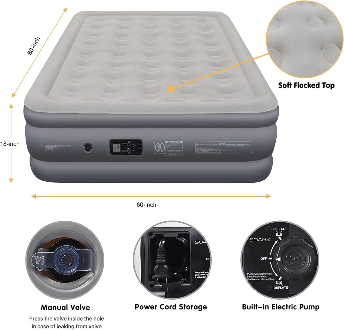 Queen Air Mattress with Built-in Pump S89825