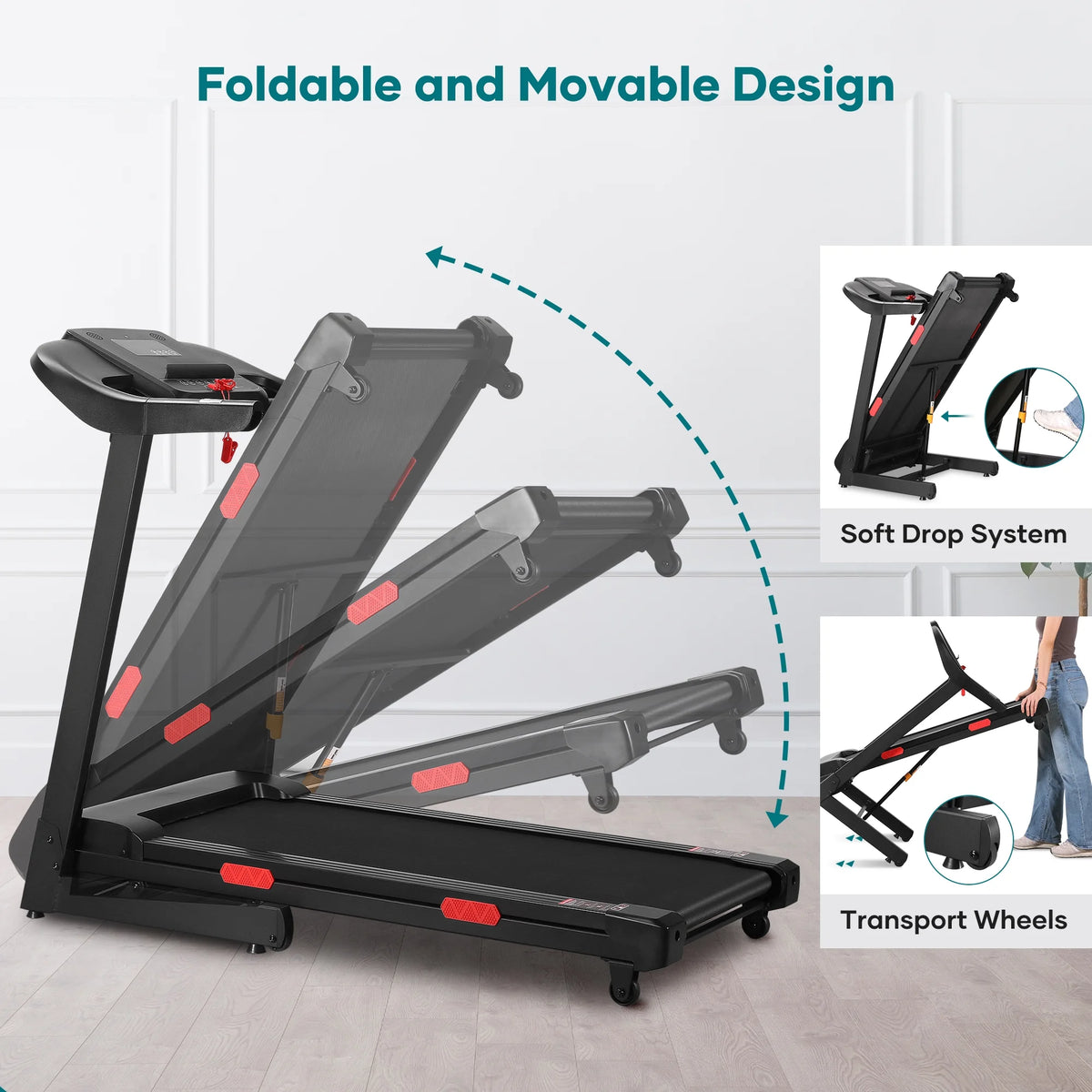 17 Wide Electric Folding Treadmill with Auto Incline M925