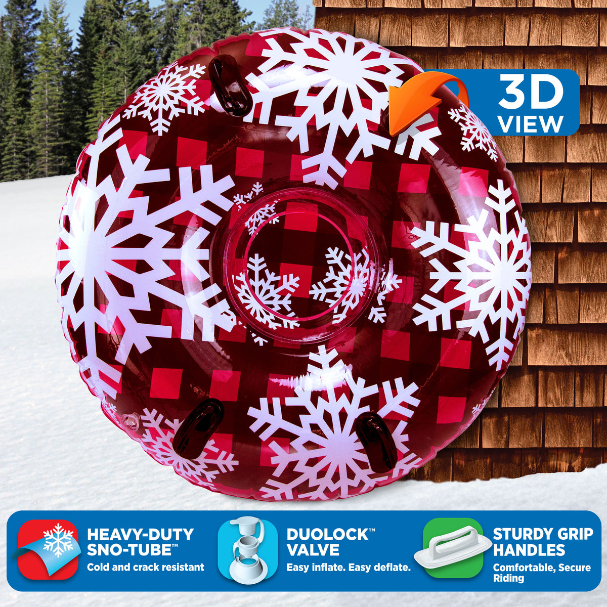 Red Plaid Transparent Snow Tube - 48" Y62268
