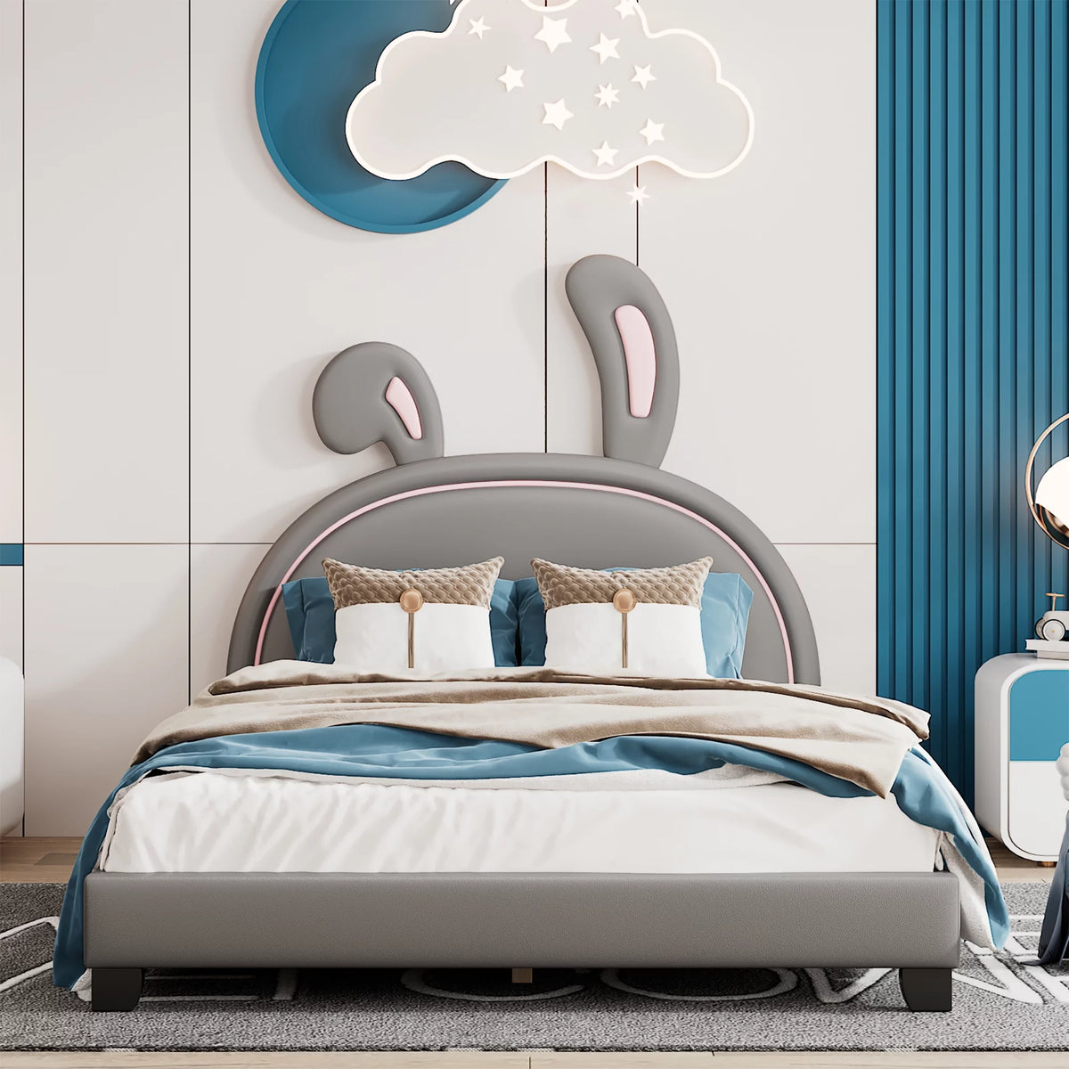 Full PU Leather Upholstered Platform Bed with Wood Frame U96369