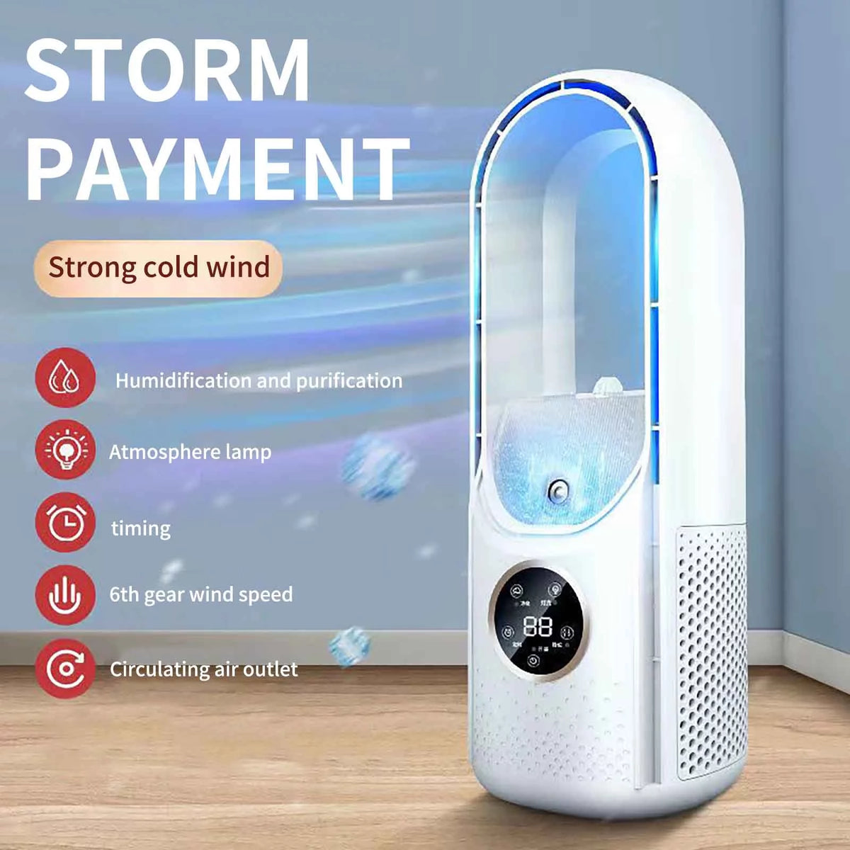 Portable Desk Fan with Night Light & Timer R6522
