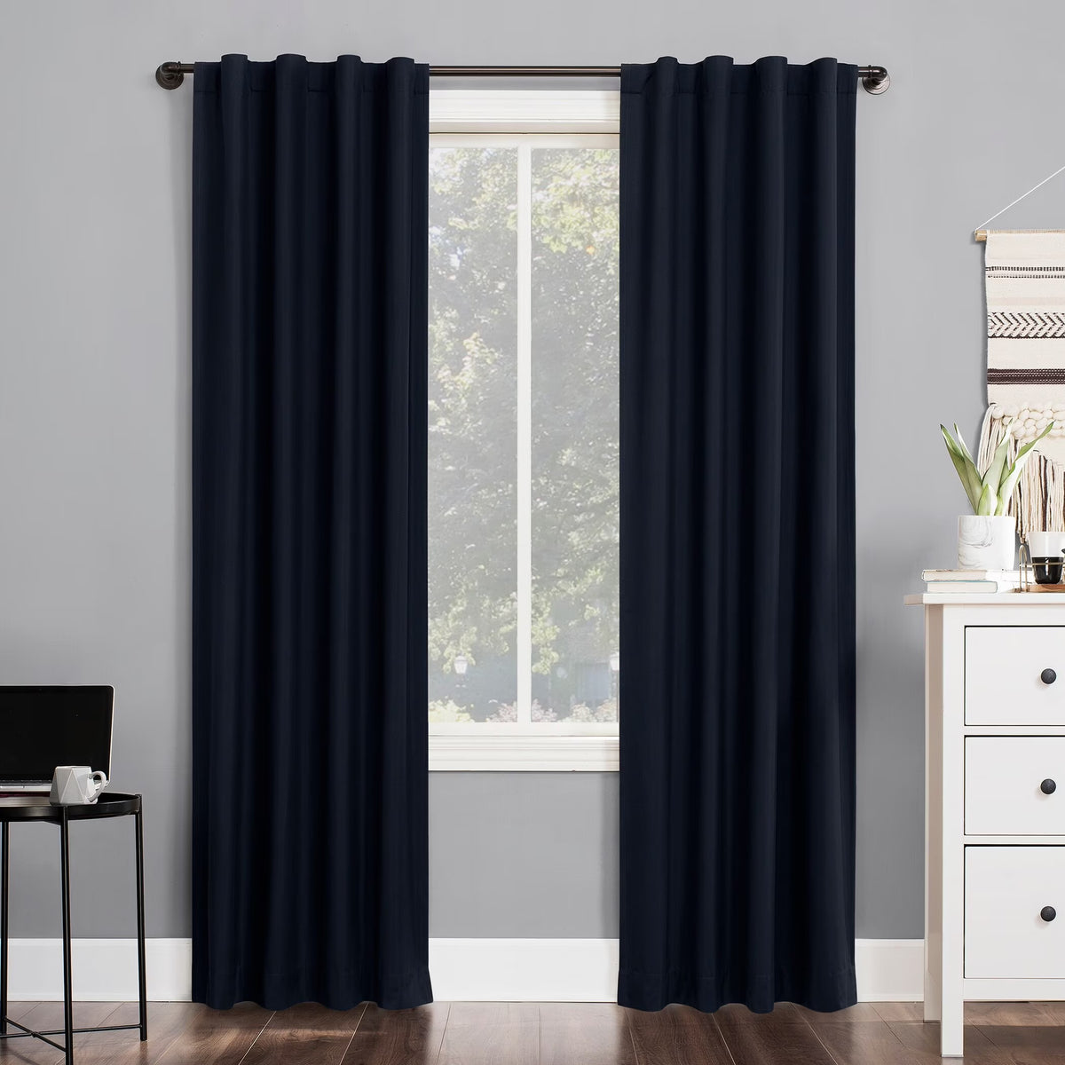 Navy Thermal Total Blackout Back Tab Curtain Panel 40"x63" H88181