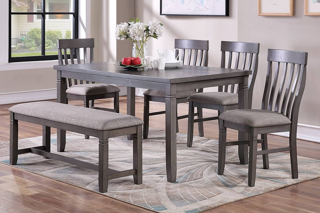 6pc Dining Table Side Chairs and Bench Set T6882