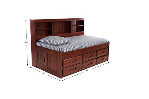Twin Bookcase Day Bed with 6 Drawers Merlot Finish D588162