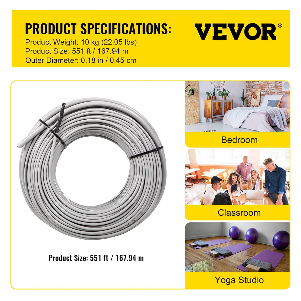 Floor Heating Cable 166.7 Square Feet with Temperature Control Panel Q3007