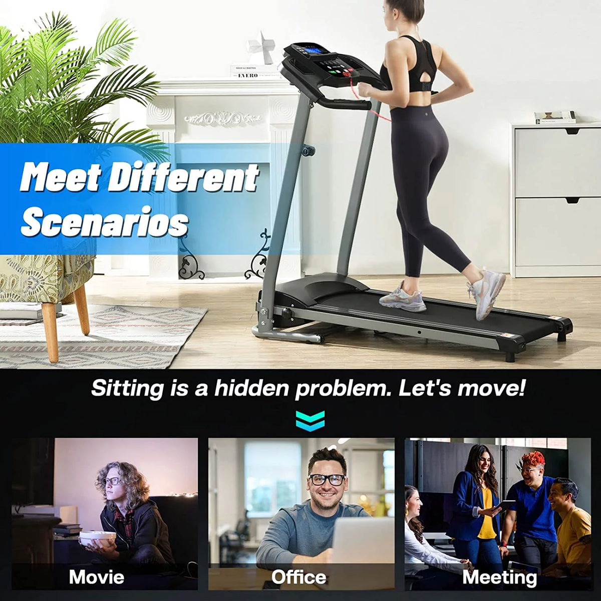 Foldable Electric Treadmill with LCD Monitor X864