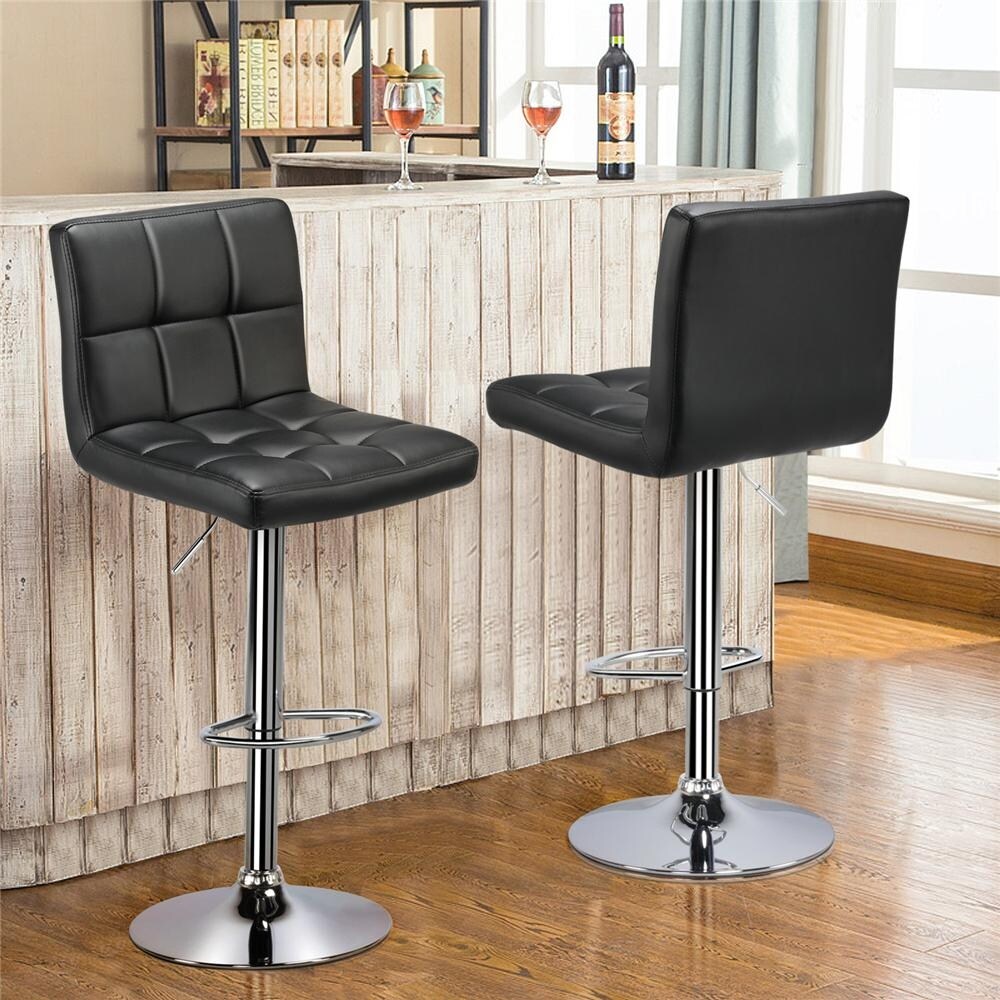 Red Faux Leather Swivel Bar Chairs L15399