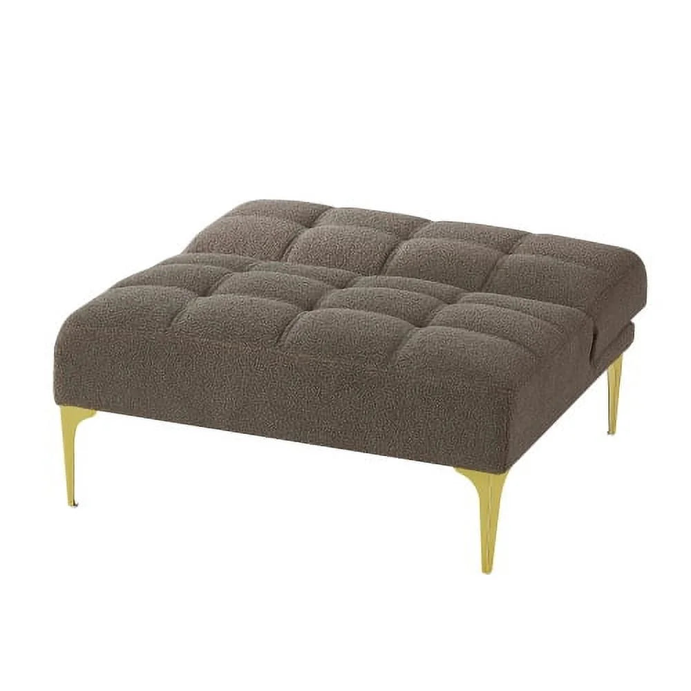 Gold Teddy Fabric Convertible Sofa Bed with Metal Legs I6597