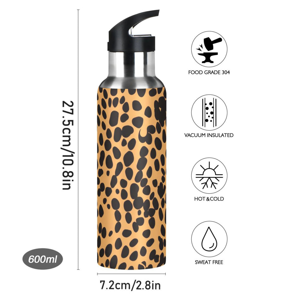 Leopard Print Insulated Stainless Steel Water Bottle with Straw Lid 20 oz K69650