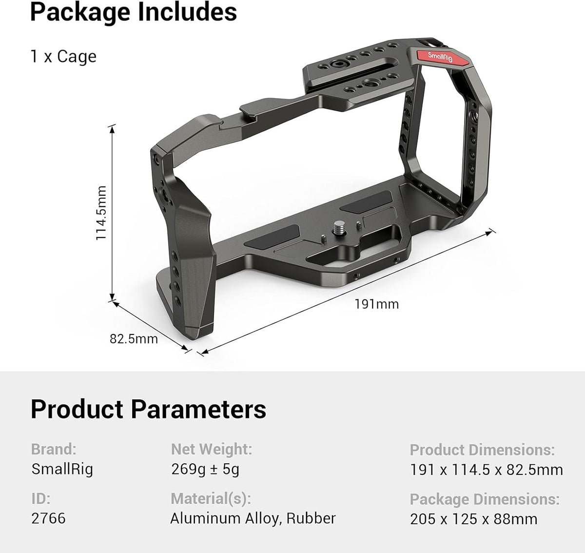 Camera Cage for BMPCC 4K & 6K with NATO Rails M481