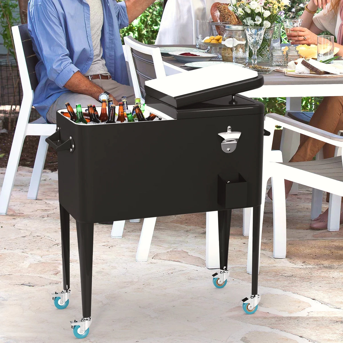 80 Quart Rolling Ice Cooler with Wheels and Bottle Opener E491198
