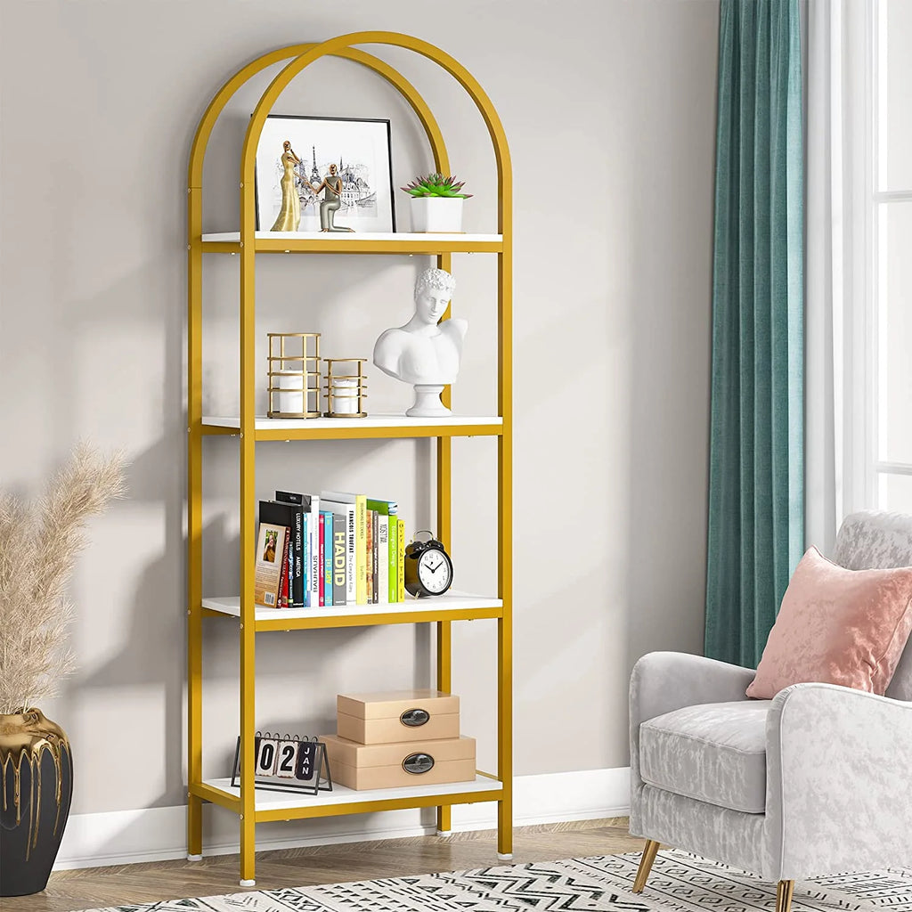 4-Tier 70.8" Arched Bookshelf with Metal Frame K321891