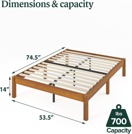 14 Inch Bamboo Platform Bed Frame, Wood Slat Support, Full R356493