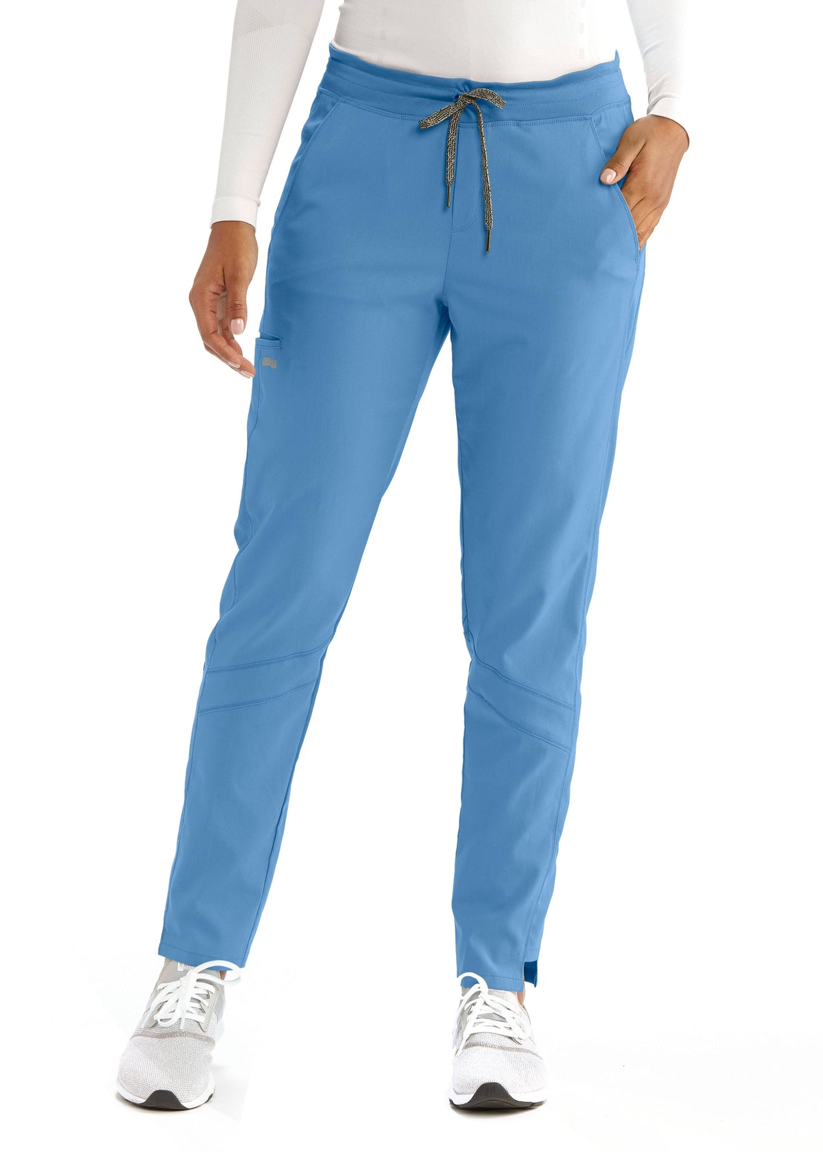 Grey Knit Waist Midrise Cargo Scrub Pant N387