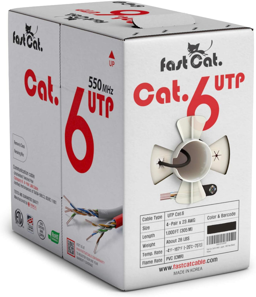 Cat6 Ethernet Cable 1000ft 23 AWG Solid Bare Copper Yellow R403718