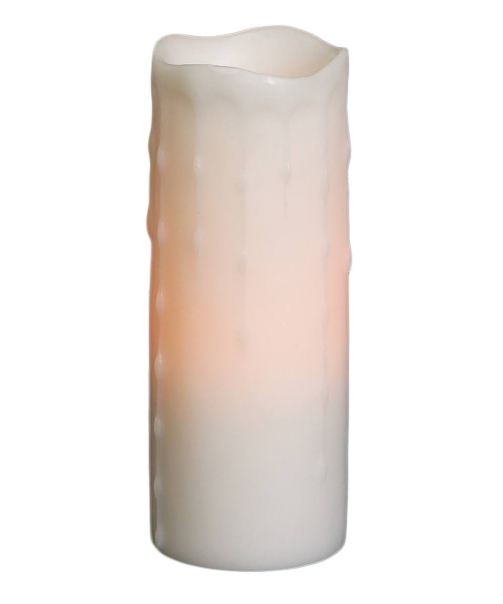 White LED Wax Dripping Pillar Candle Set of 3 X690033