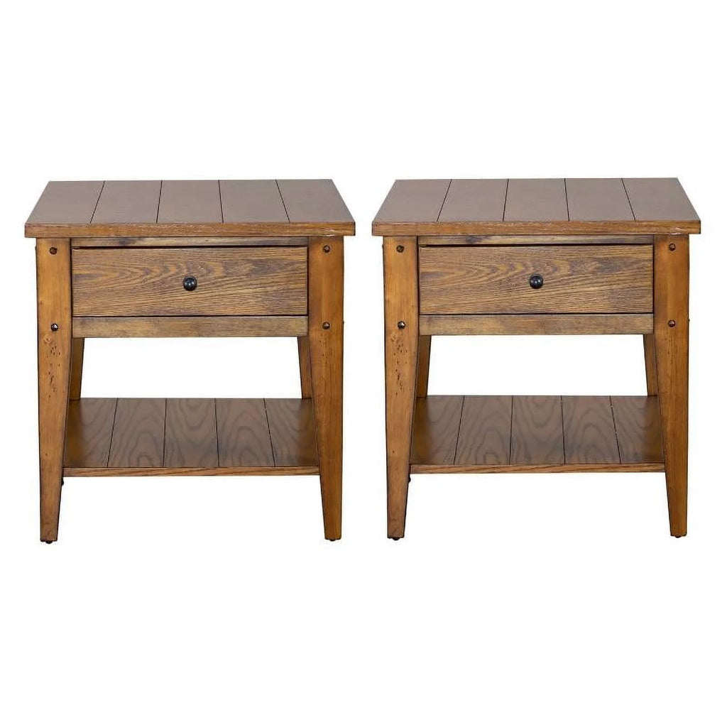 Oak Square End Table Set H32350