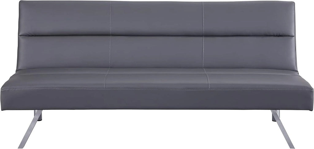 Faux Leather Convertible Futon Sofa Bed with Chrome Legs S84564