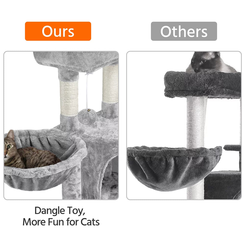 Light Gray Multilevel Cat Tree Tower with Condo and Perches C66100