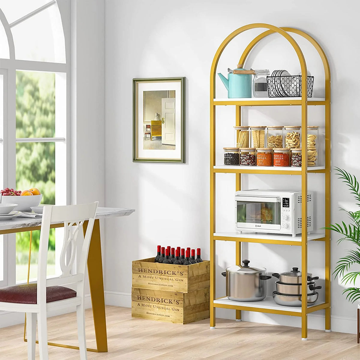 4-Tier 70.8" Arched Bookshelf with Metal Frame K321891