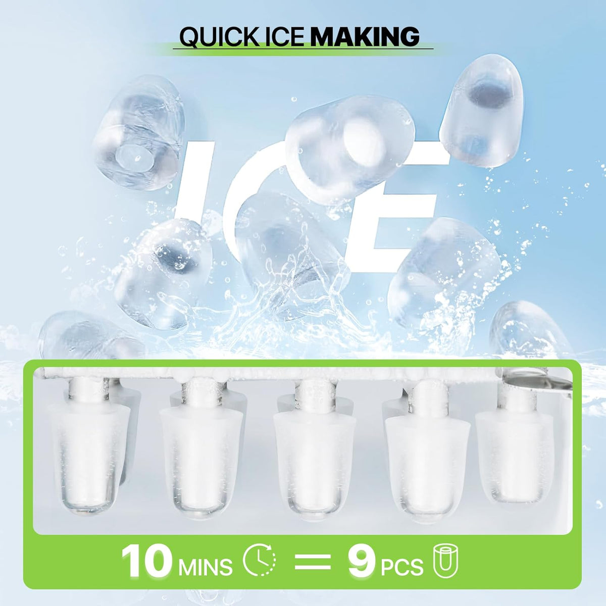 White Countertop Ice Maker Machine with Ice Scoop and Basket T566