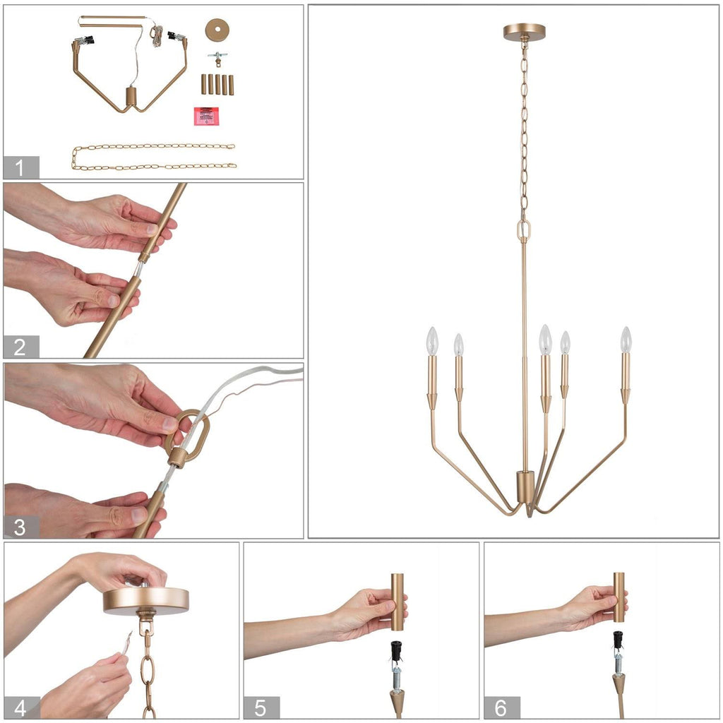 Antique Gold 5-Light Candle Chandelier M78854