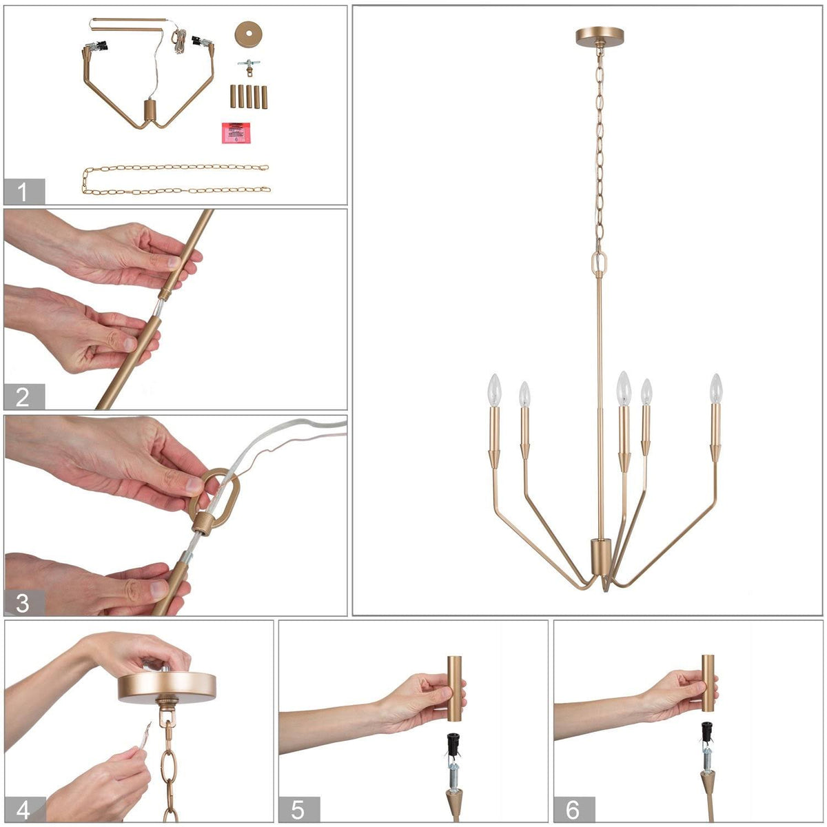 Antique Gold 5-Light Candle Chandelier M78854