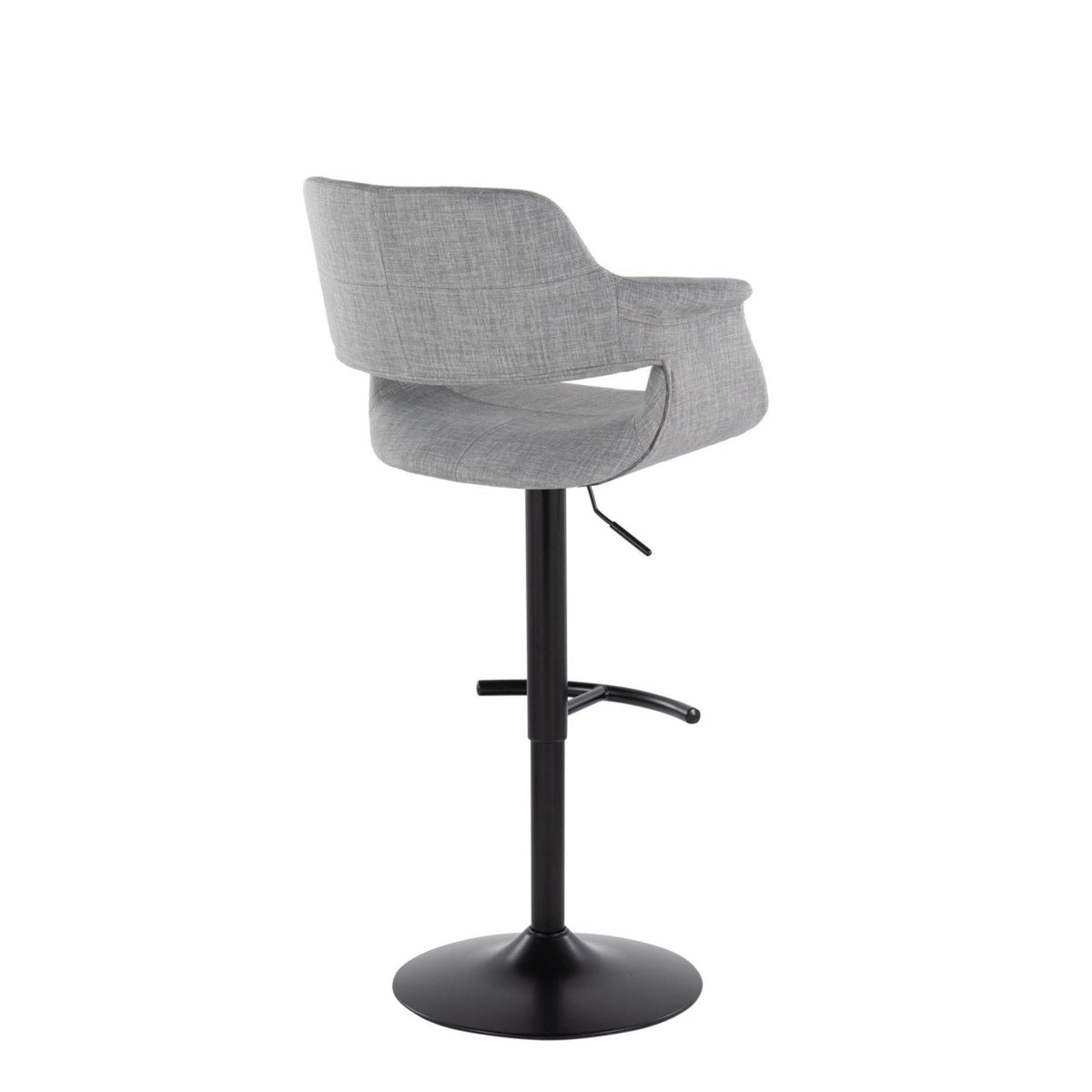 Adjustable Swivel Barstool in Black Metal and Light Grey Fabric A827
