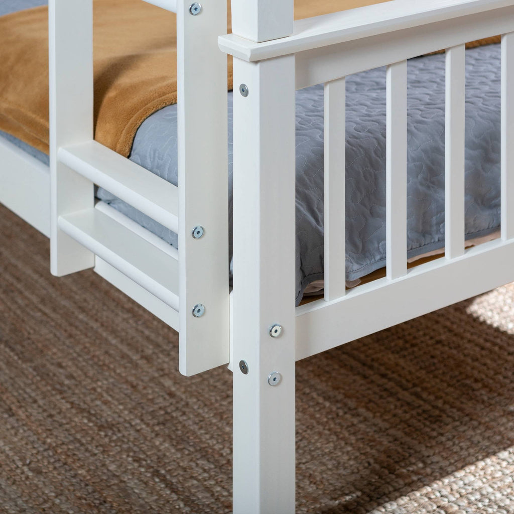 Twin Over Twin Solid Wood Bunk Bed White Y6675