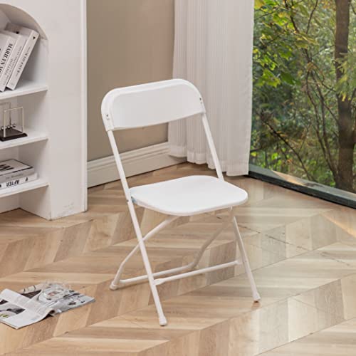 White Plastic Folding Chairs Steel Frame Set of 10 W5079