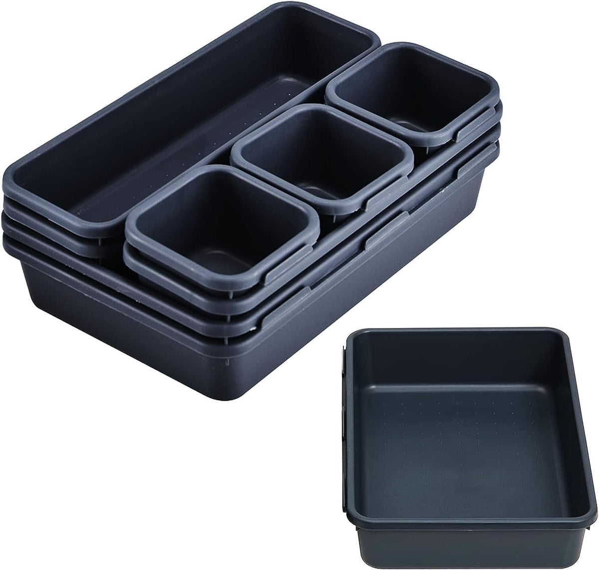 8 PCS Clear Plastic Drawer Organizer Trays T9433