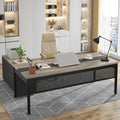 70.8" L-Shaped Computer Desk and File Cabinet Combo with Drawers and Shelves C13859