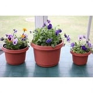 Case of 5 12 inch Terra Cotta Plastic Flower Pot with Saucers D562994