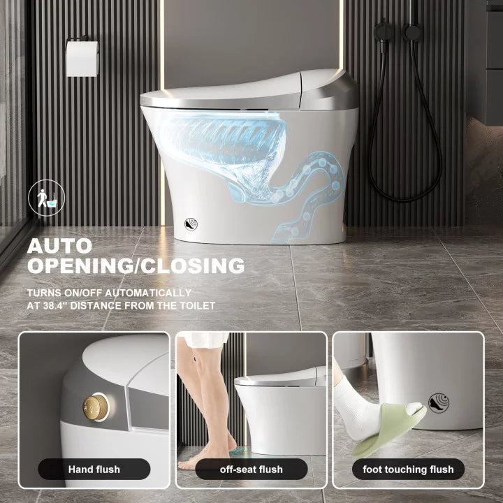 Smart Toilet with Heated Bidet, Dryer, Warm Water, Heated Seat, Auto Close, Tankless, Remote Control A764