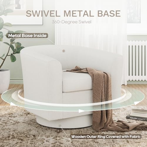 Beige Upholstered Swivel Accent Chair with Ottoman G509966